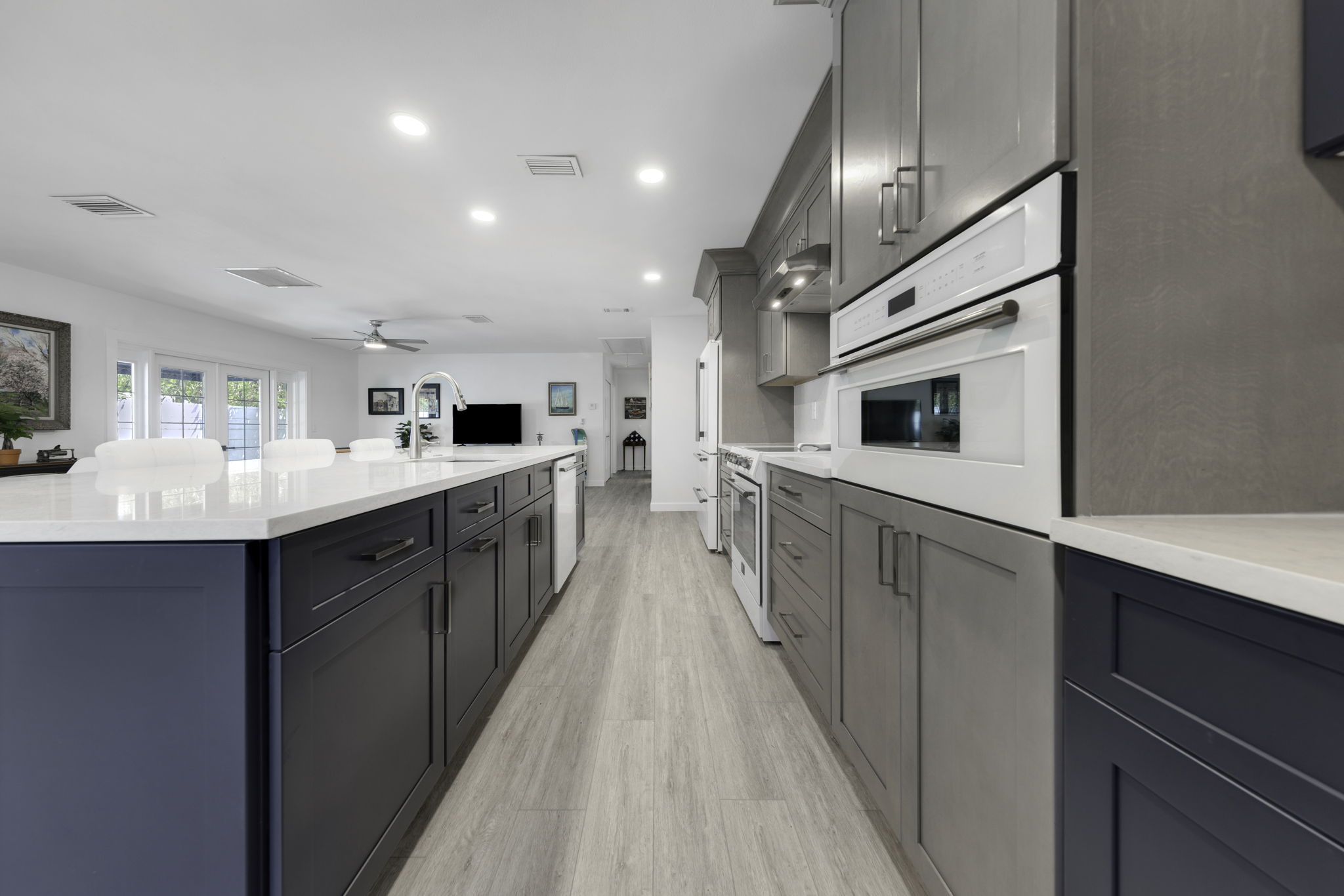Beautifully remodeled kitchen and dining area inside luxury home in Brandon, FL